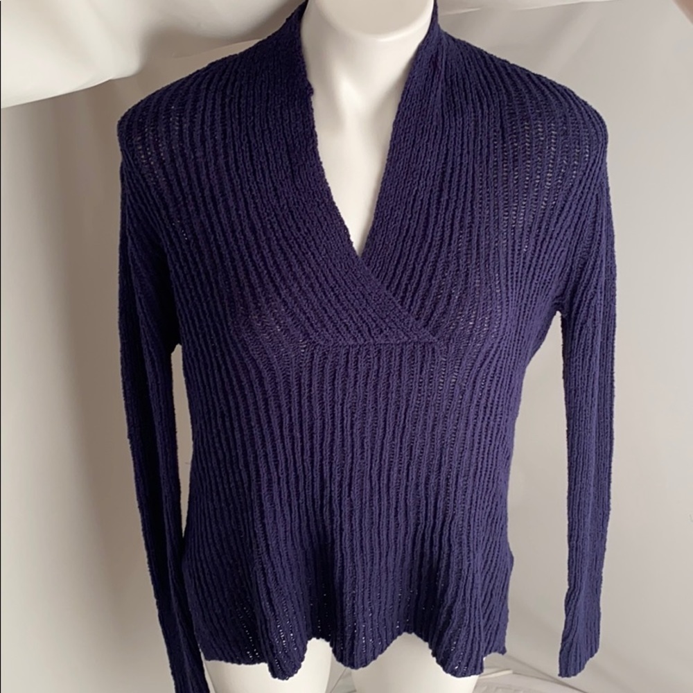 Caslon split neck sweater in navy pea coat S